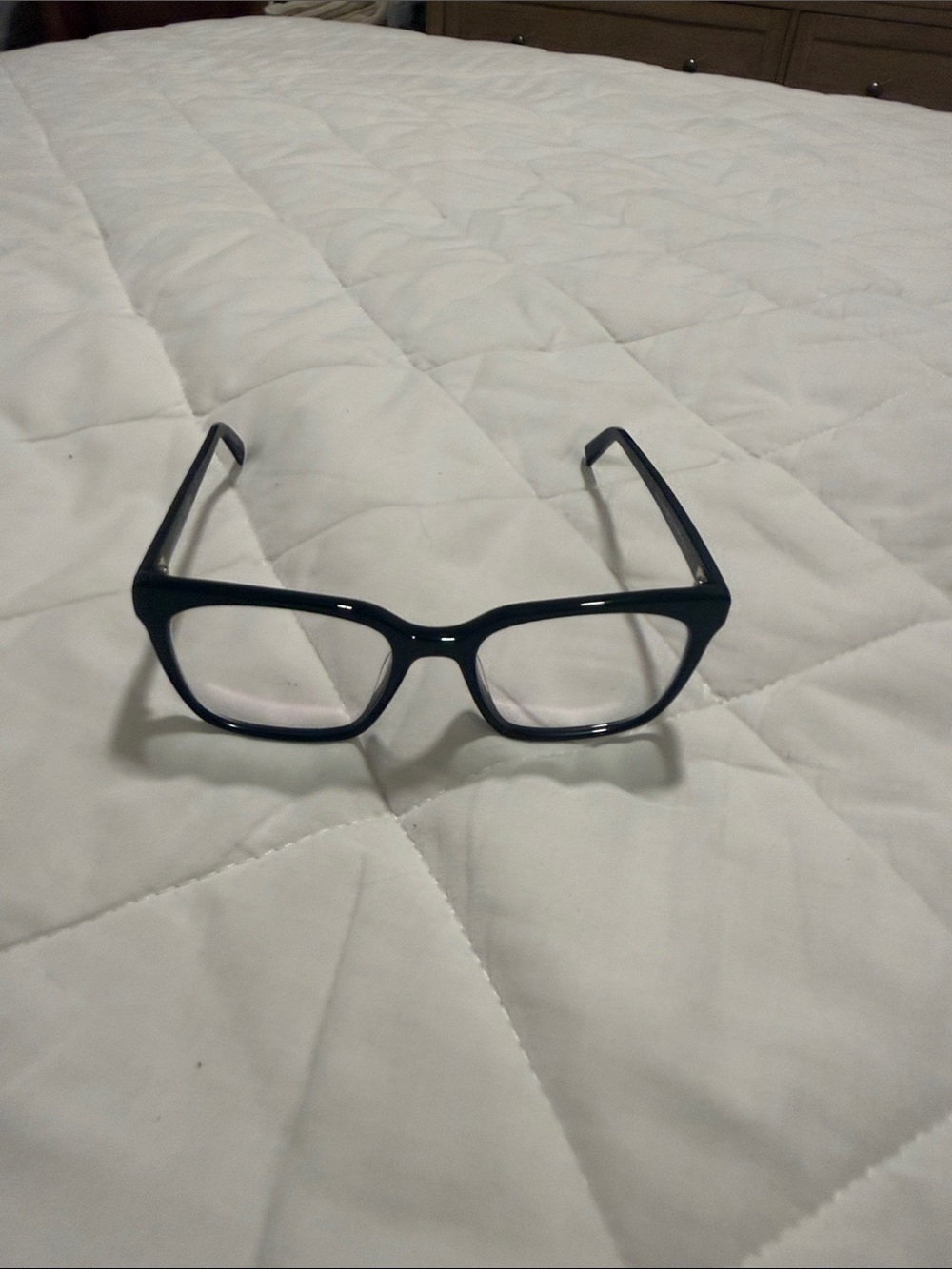 Gently used black frame Warby Parker “Hugh’s”